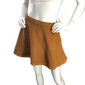 American Apparel Womens Size S Skirt Corduroy Skater Circle Brown Side Zip
